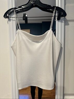 Alice + Olivia White Satin Cowl Camisole